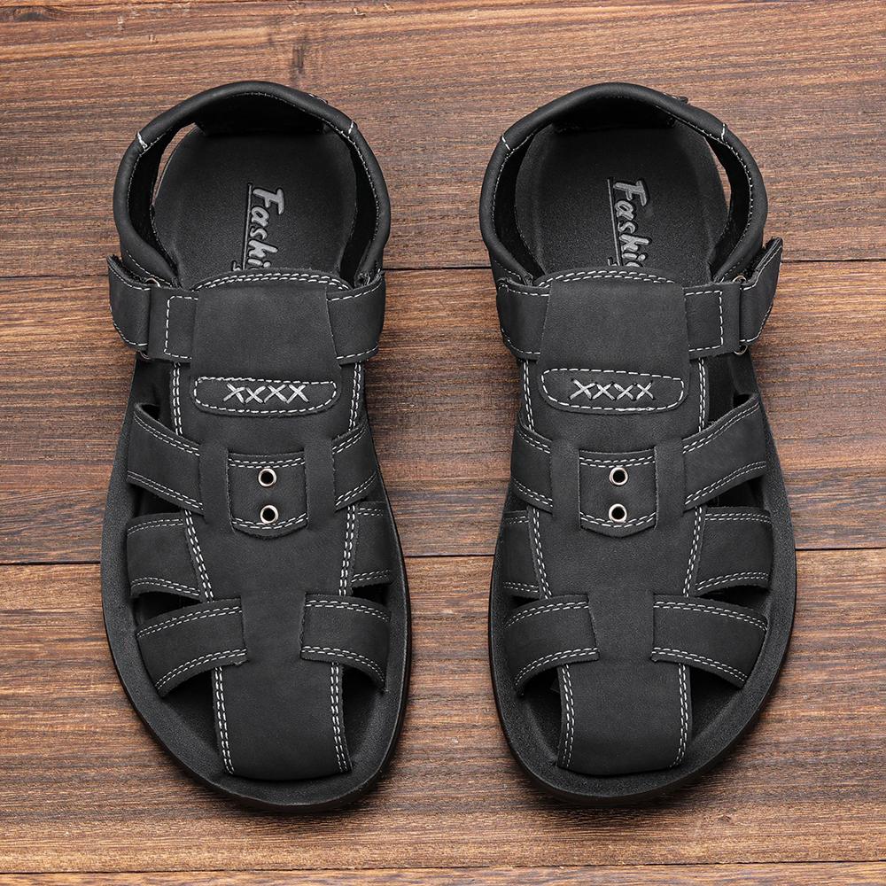 Sandaler i skinn for menn sommer casual pustende strand sommersandaler #s208-5