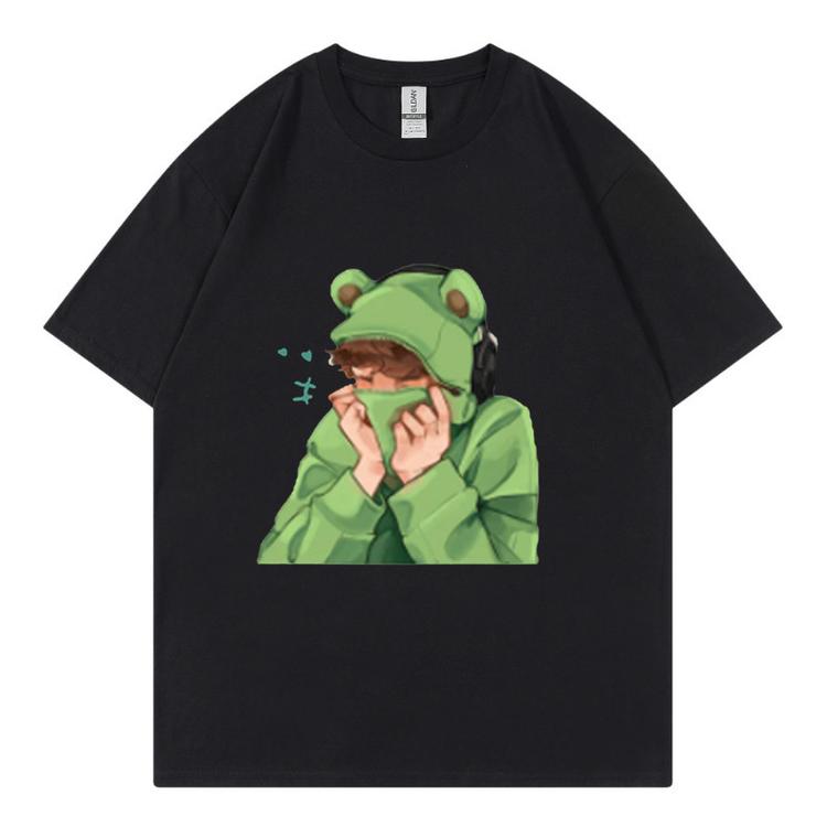 Spring and Summer Unisexs and Unisexs Casual Loose Fitting Tshirt Short Sleeved Cartoon Cute Pet Printed Unisexs Tshirt