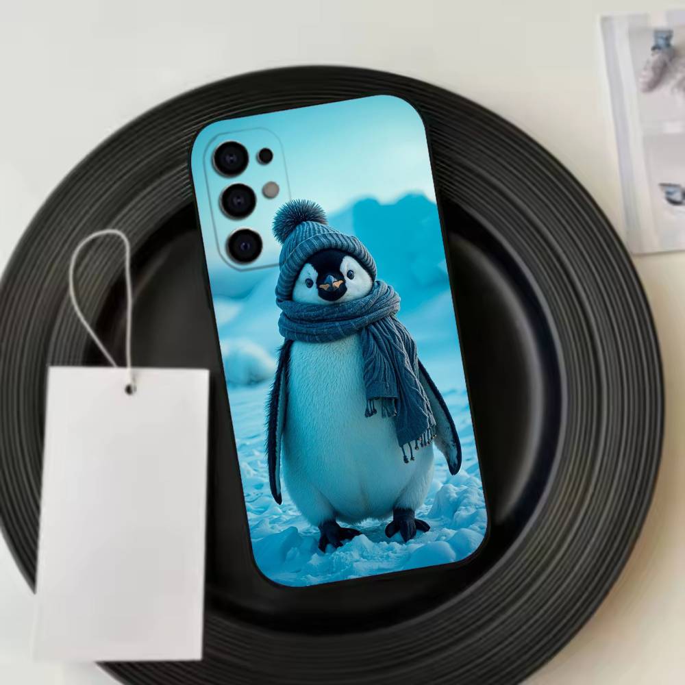 Funny Happy cute P-Penguin Phone Case For Samsung S25,S24,S21,S22,S23,S30,Ultra,S20,Plus,Fe,Soft Silicone Black Cover