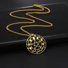 Minimalist Hollow-Out Round Zodiac Pendant Necklace with Star and Moon Design