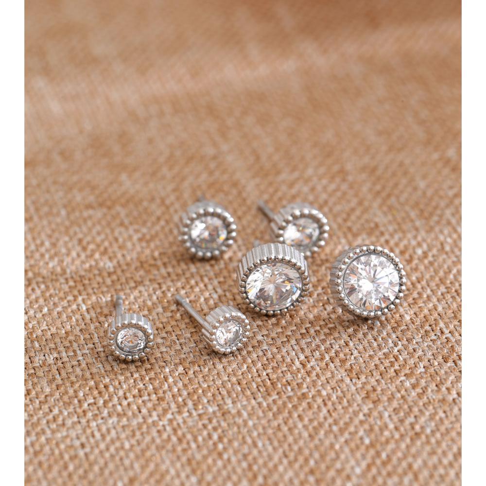 Yhpup Stainless Steel Cubic Zirconia Round Stud Earrings for Women Daily Versatile Delicate Charming Jewelry Anti Allergic Gift
