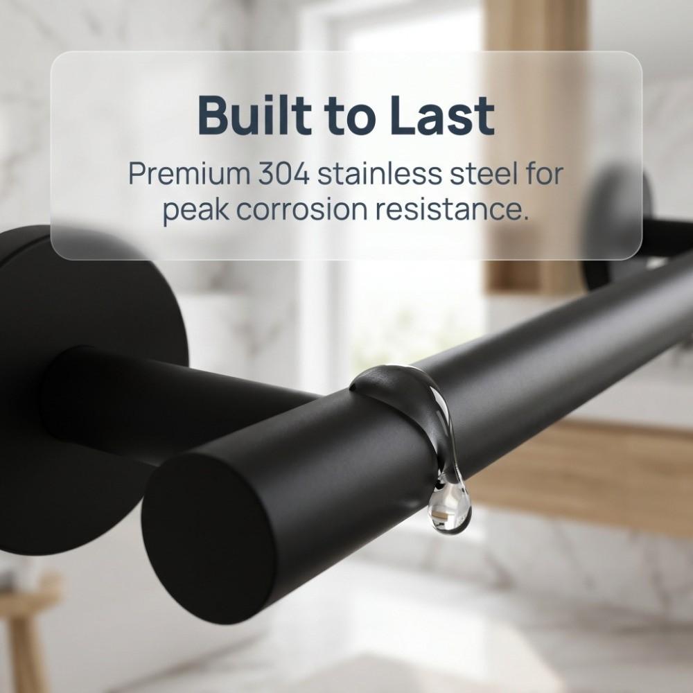 5 PCS Stainless Steel Bathroom Hardware Set Wall Mounted Durable Bathroom Accessories Set Black Modern Towel Rack Set