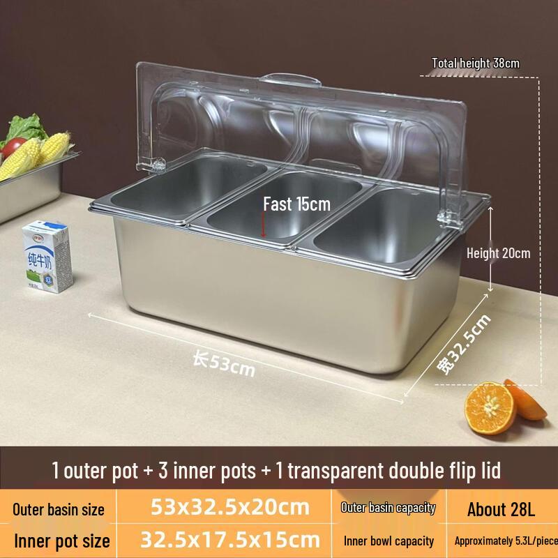 Zhebu Stainless Steel Double-Layer Food Display Container with Transparent Lid