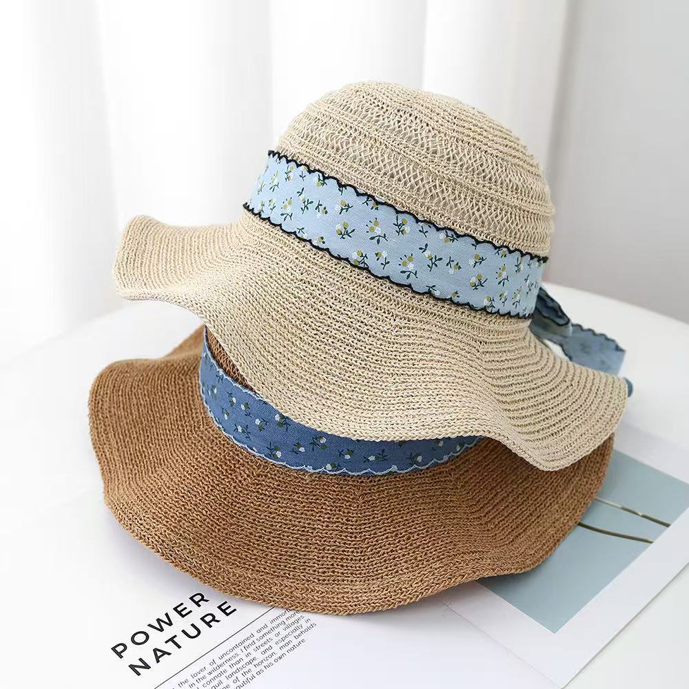 

Sweet bow straw hat women s summer seaside vacation beach sun hat big brim sun hat Adult average size бежевий