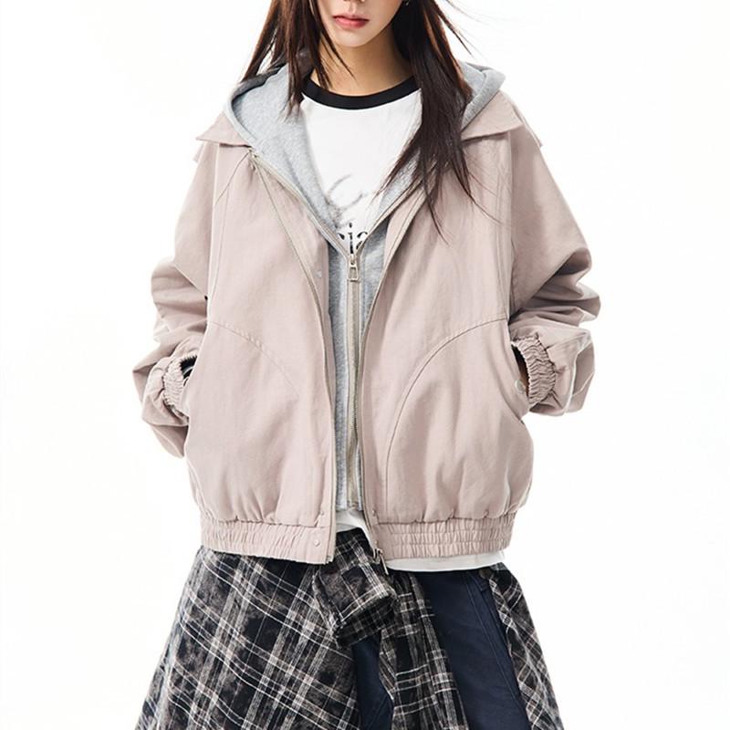 

Unisex American Retro Deconstructed Two-Piece Hoodie Jacket - Spring Casual Workwear Trend Large