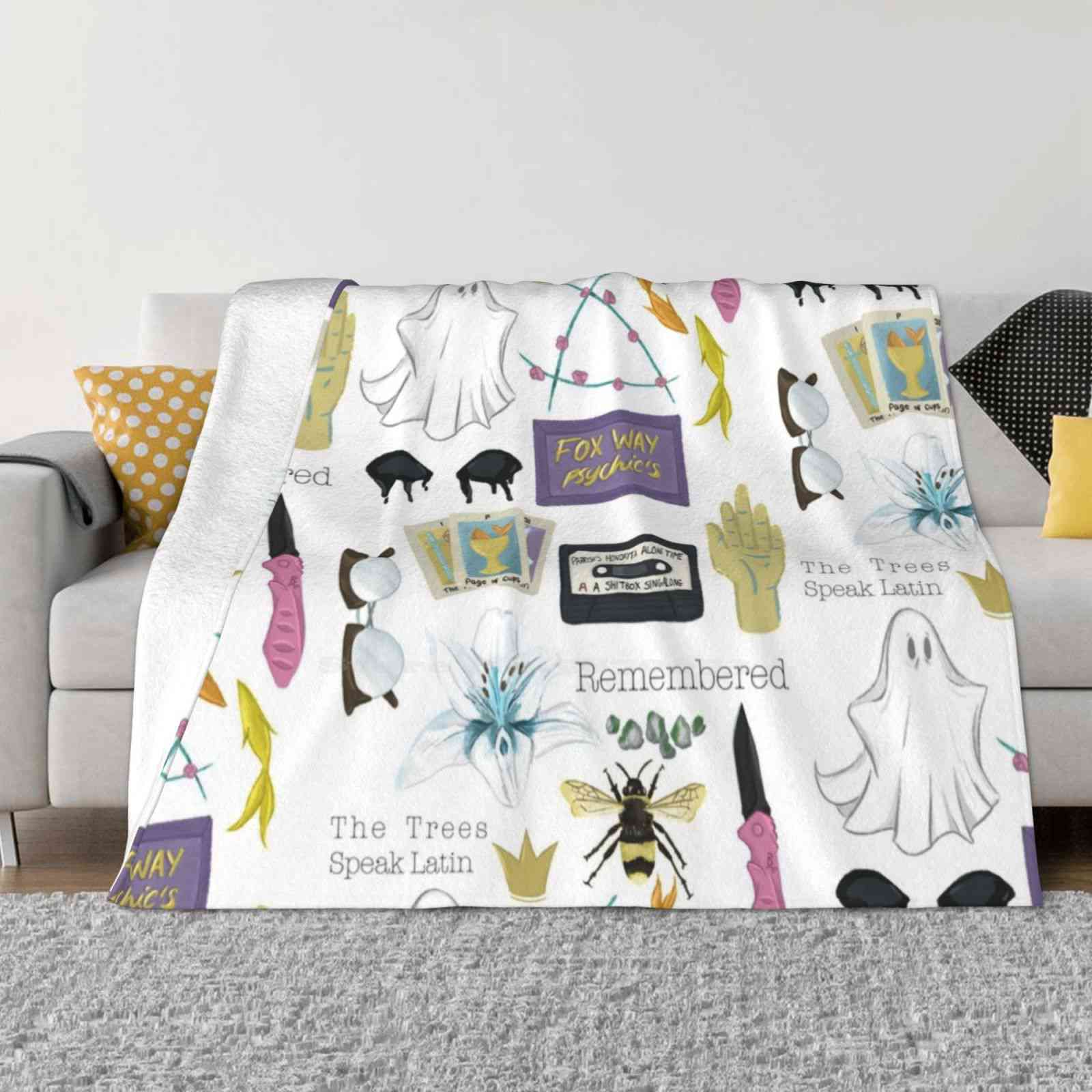 Raven Cycle Doodles Soft Warm Light Thin Blanket Raven Cycle Raven Boys Blue Sargent Gansey Ronan Lynch Adam Parrish Noah 30x40in