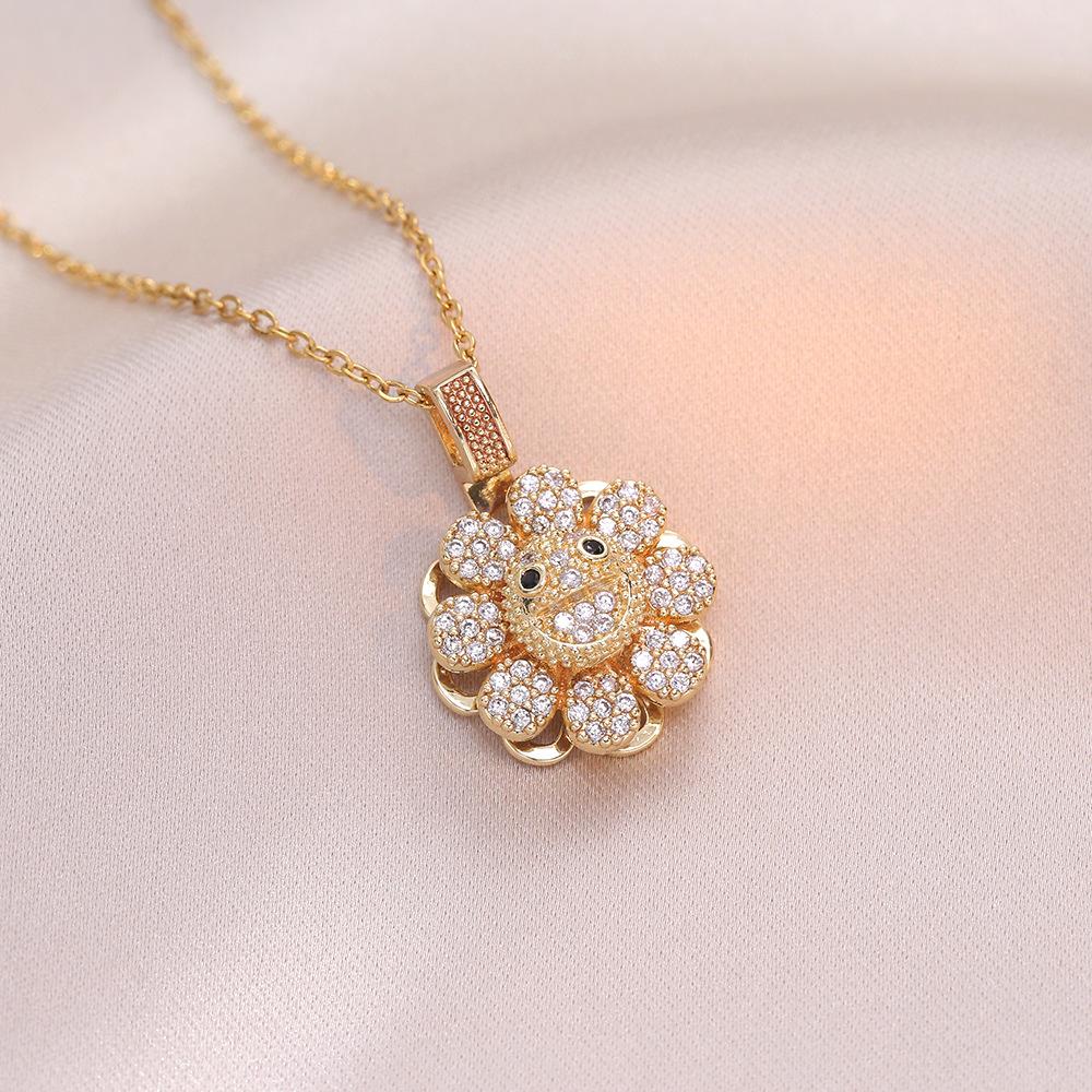 Fashion Sunflower Pendant Necklace for Women 2024 New Stainless Steel Chain Jewelry Party Accessories