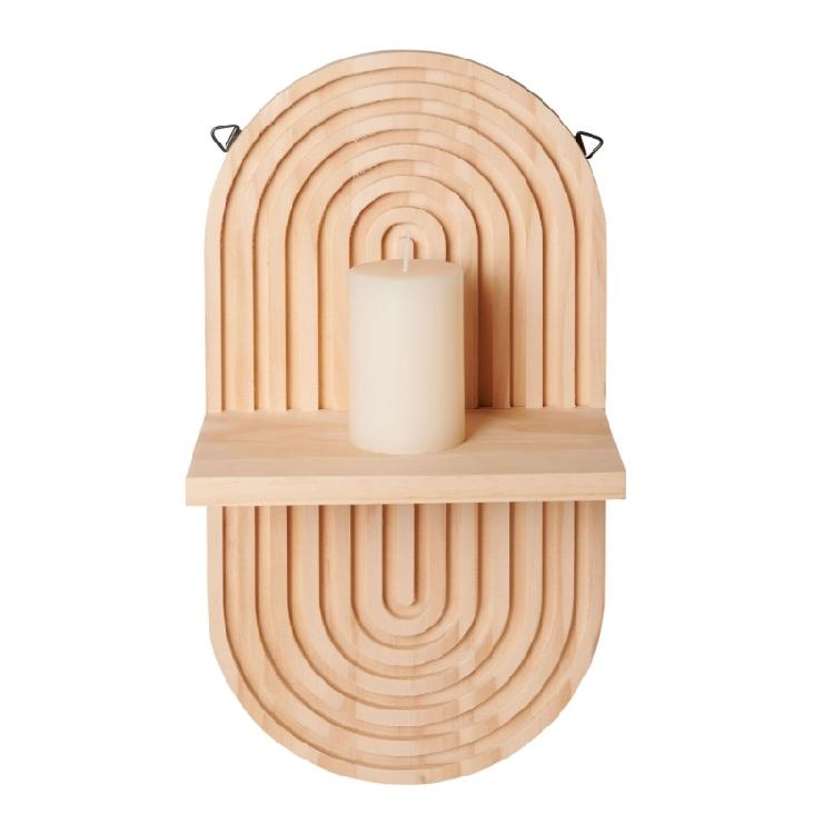 2Pieces Bohemian Wall Shelf Floating Shelves Oval Shape Storage Display Rack Hanging Shelf for Bathroom Bedroom Decors