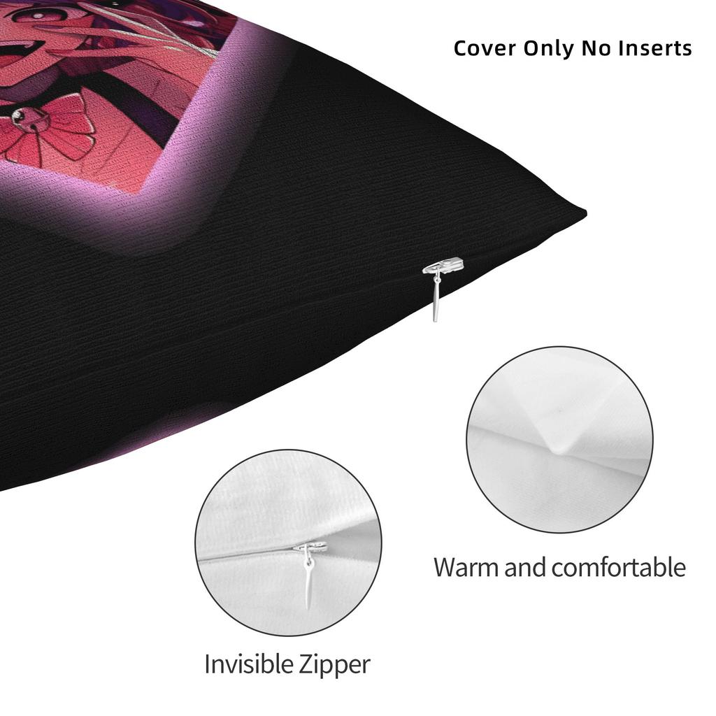 Ironmouse Neon Heart Frame With Devil Square Pillow Case Cute Vtuber Girl Cushion Cover Decor Pillowcover For Home 45X45Cm