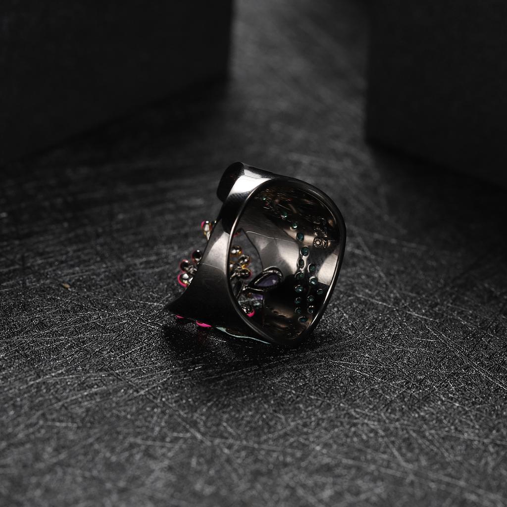 Original Designer Natural Style Tree of Life Ring Italian Craft Retro S925 Silver Natural Amethyst Ring