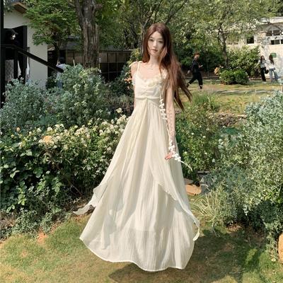 Holiday Style Design Suspender Dress for Women's 2026 Summer New Waist and Thin Temperament Long Skirt