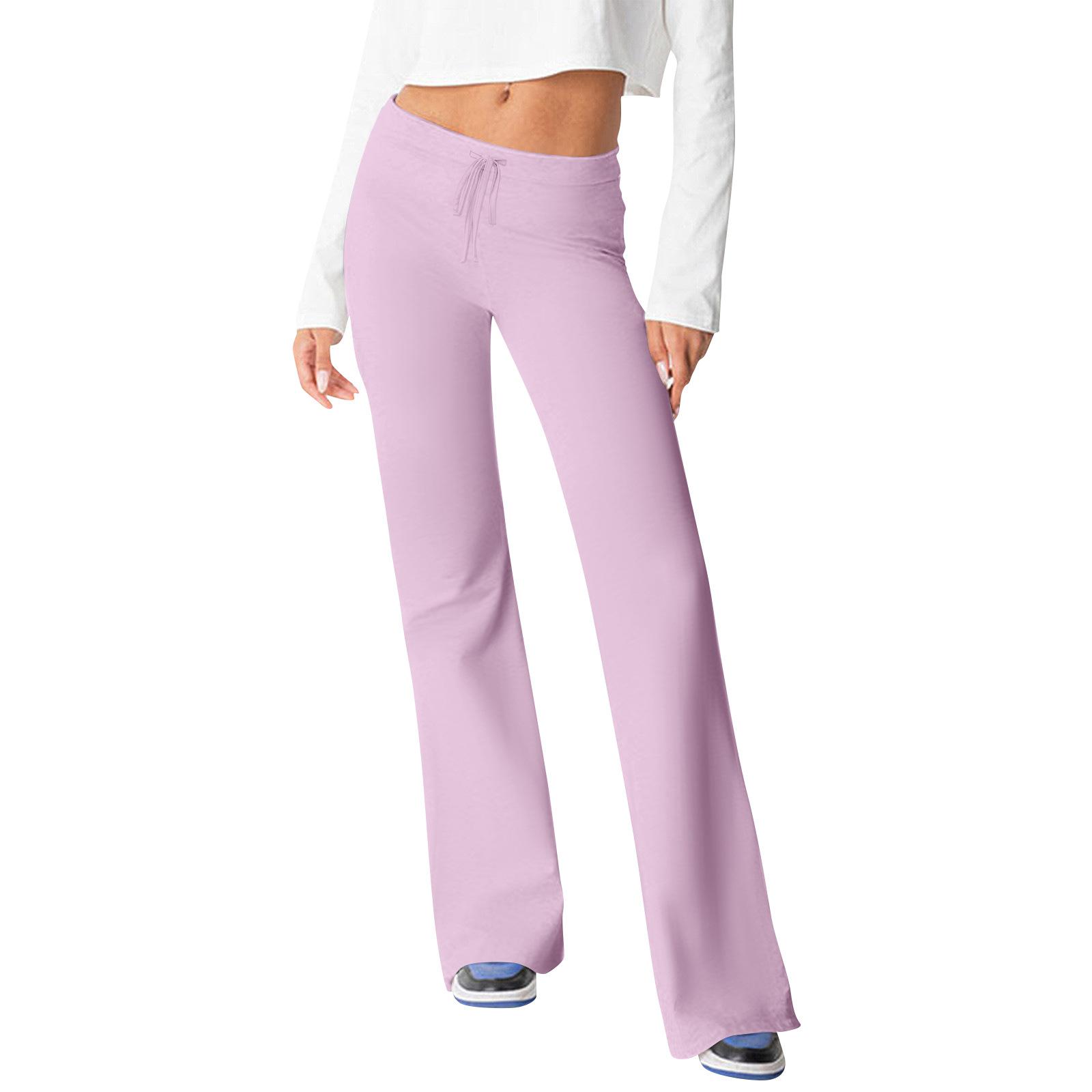 women s High Waist Drawstring Wide Leg Pants Solid Color Loose Casual Lounge Long Trousers S