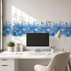 Watercolor Wall Stickers, Blue Flower Butterfly Decals for Bedroom Living Room, Removable PVC Art Decor for Wall Mural
