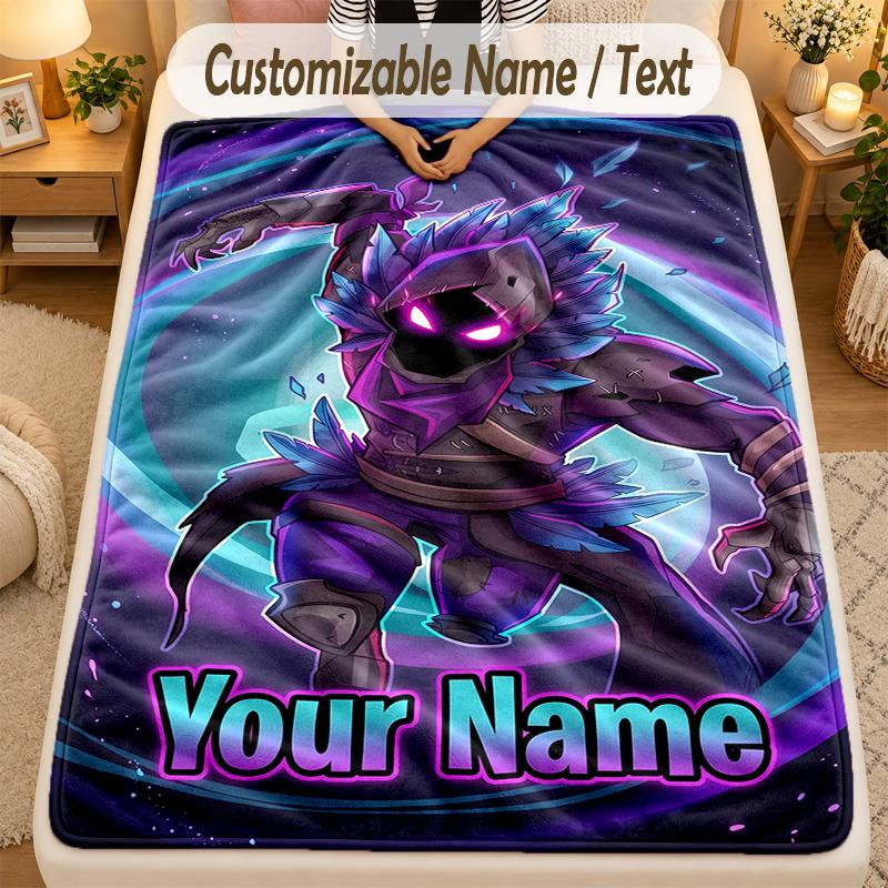 Flannel BlanketFortnite Custom Name Text Personalized Soft Warm Throw Blanket Home Decor Gift