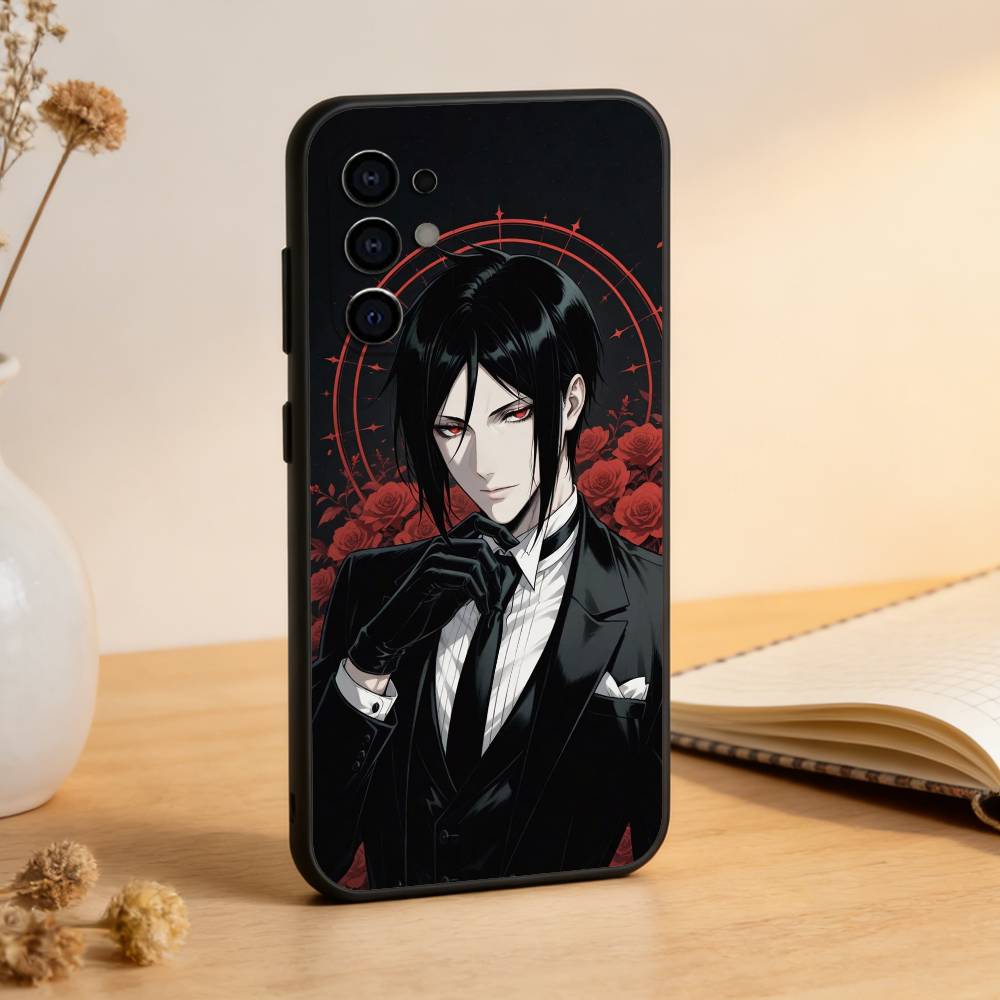 Black Butler Ciel and Sebastian Phone Case Black Silicone Soft For Samsung S25,S24,S21,S22,S23,S30,Ultra,S20,Plus,Fe,Lite