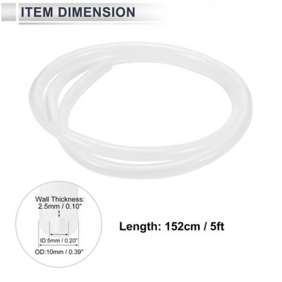 5FT 3/16" 5mm ID 2.5mm Thickness Silicone Vacuum Hose for Air and Water Clear