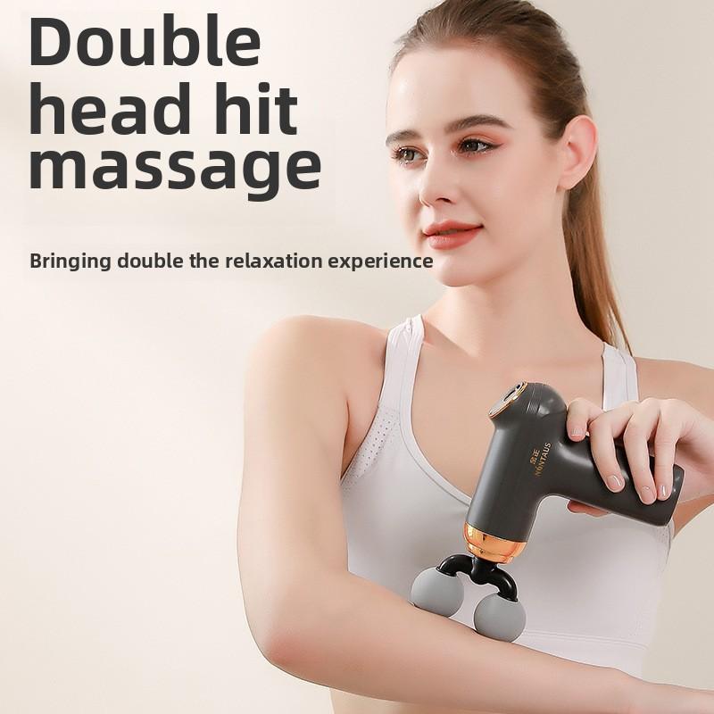 Double Head Fascia Gun USB Charging Massage Gun Fascia Instrument Muscle Relaxation Vibration Fitness Equipment Neck Membrane Gun