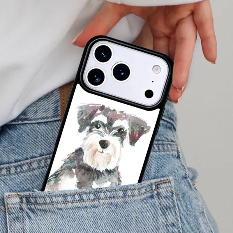 Cartoon Schnauzer Dog Phone Case for iPhone 16e 15 14 13 12 17 Pro Max Plus Air 17pro Cover Coque