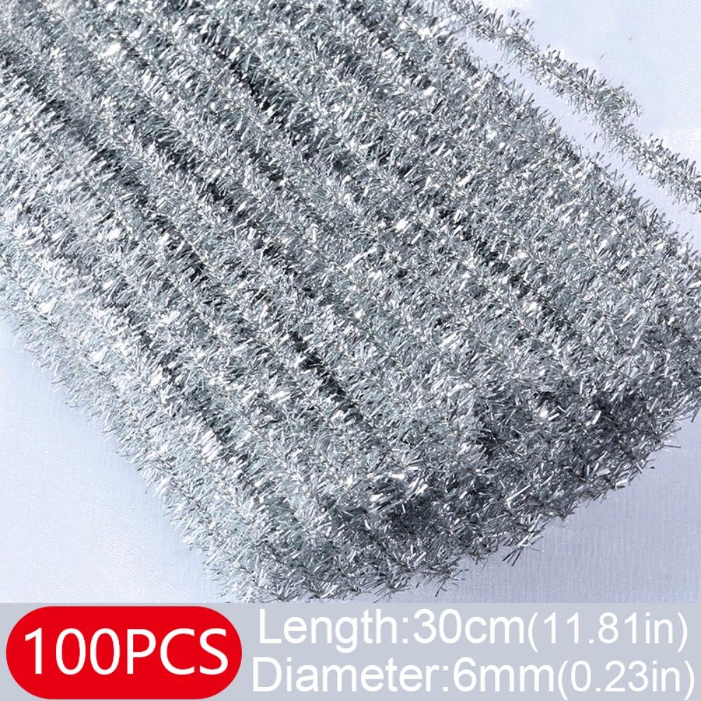 100 peças Novos Arames de Chenille Brilhantes de 30cm Barra de Torção Topo de Lã DIY Suprimentos de Artesanato Natal Palitos Arame