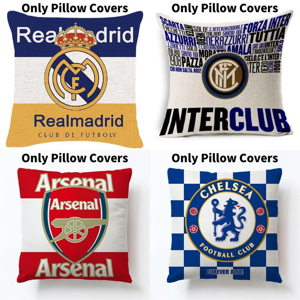 Football Cup Flag Club Linen Cushion Cover For Living Room Sofa Decor