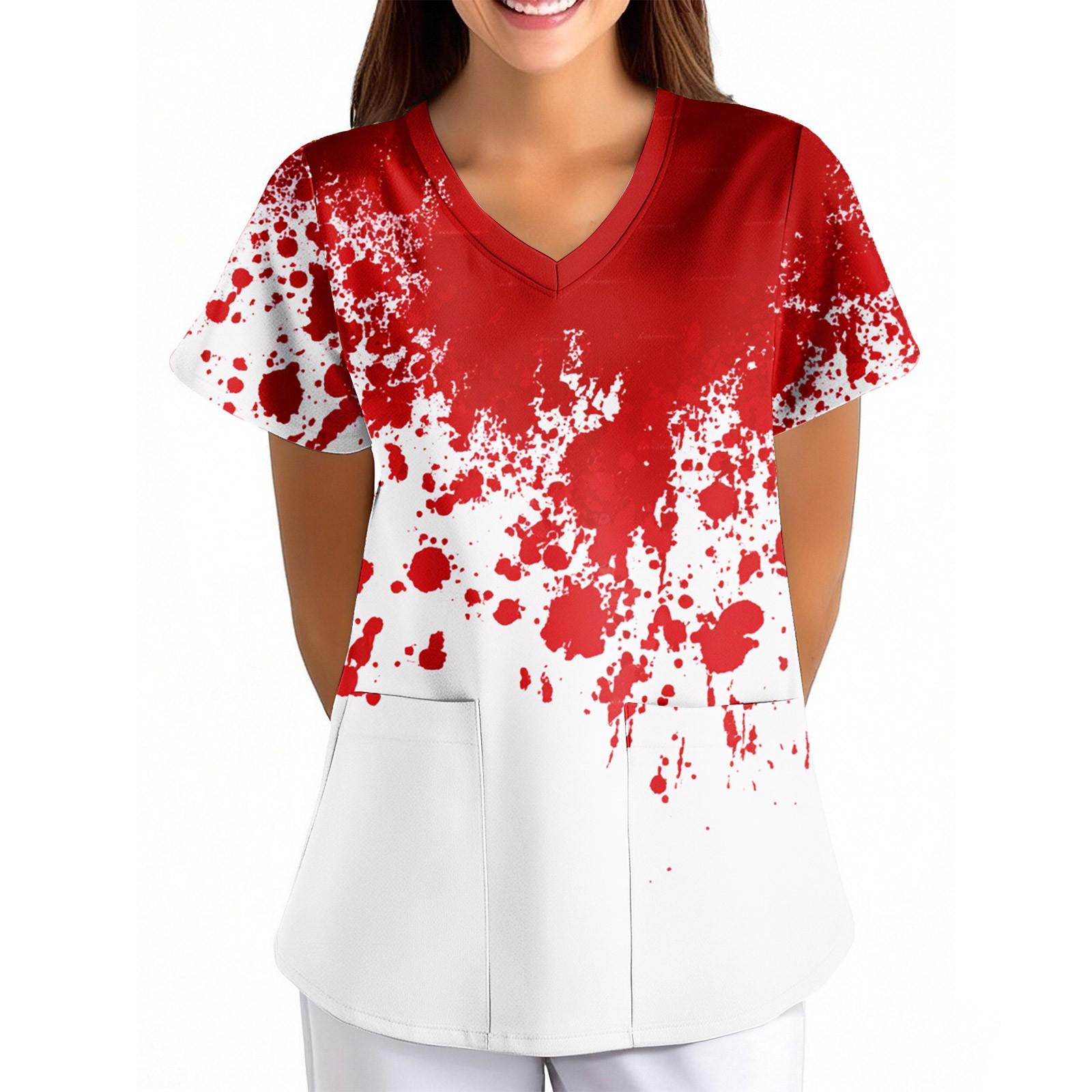 

Женская Хэллоуинская Принтованная Свободная V-образная Горловина Карман Короткий Рукав Форма Форма M