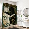 1Pc Ancient Greek Cat Print Waterproof Perforated Shower Curtain Bathe Partition Privacy Multi Size 12 Hooks Easy Installation