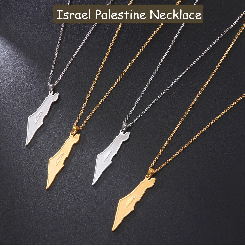 Cazador Stainless Steel Jewelry 2025 Israel Palestine Map Pendant Necklace for Women Gold Color Geography Country Gift Wholesale