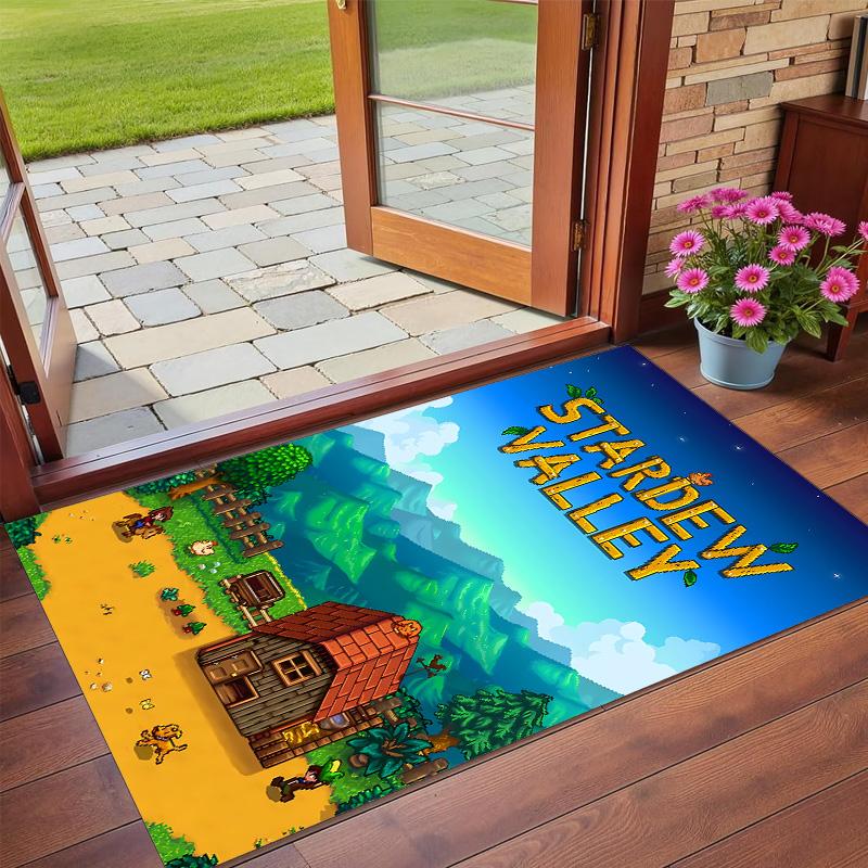 Anti‑Slip Crystal Velvet Floor Rug, Stardew Valley Design Carpet for Indoor Living Bedroom Home Decoration