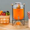 4 Litre Glass Water Dispenser with Stainless Steel Tap SS-304, Infuser & Stand - Air Tight Lid Detox Water Jar Mason Jar