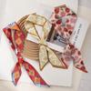 New Floral Hair Tie Set: Thin Braided Ribbon Bow and Scarf In Gift Box
