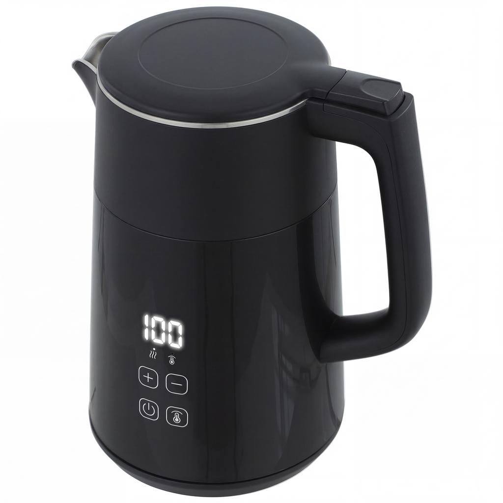 Electric Kettle, 1.7L Fast Boil 3kW Water Kettle with UK Strix Thermostat, LED Display, Keep Warm Function, Black