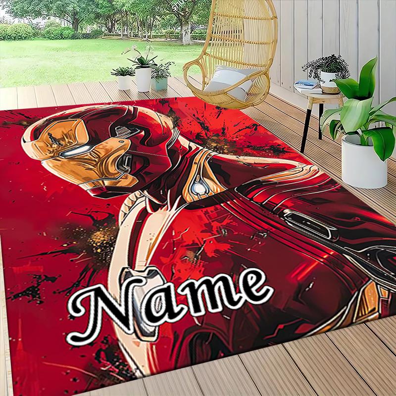 Custom Name "Iron Man: Power Glory" Carpet Rug Customizable Soft Washable Anti-Slip Home Living Room Sofa Mats Personalized Rug. 0909284