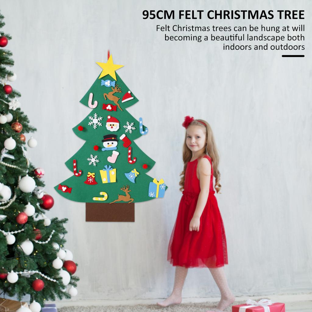 DIY Crafts LED Felt Christmas Tree Toys Door Wall Ornaments Christmas Tree Kids Toy for Gift Christmas Party Decoration for Home