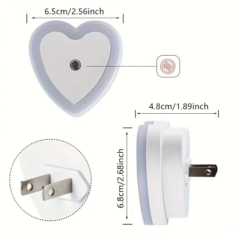 LED Mini Night Light EU/US Plug Light Sensor Heart Shape Nights Lamp For Kid's Room Bedroom Bedside Aisle Corridor 110V 240V