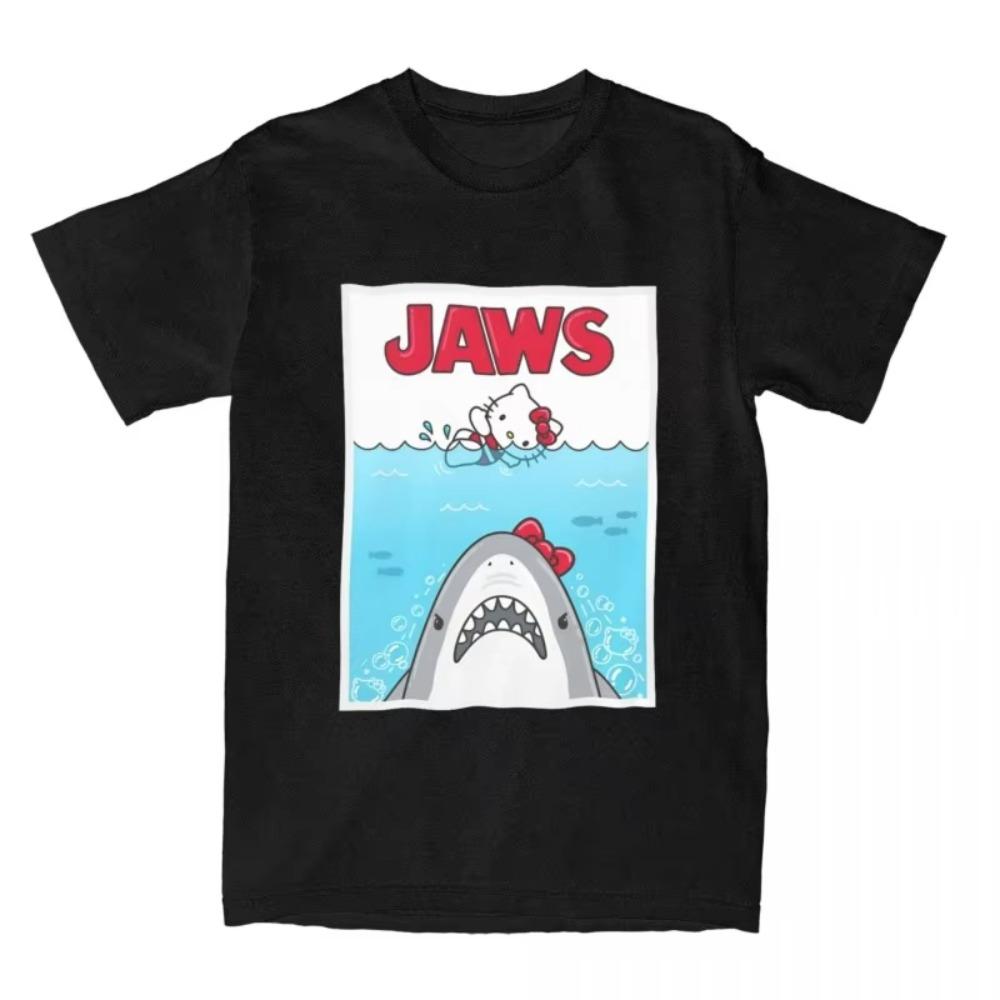 

Hello Kitty Jaws Womens Tshirt Cotton Clothing Short Sleeve Round Neck Casual Tshirt 2025 New Fashion Soft Tshirt S