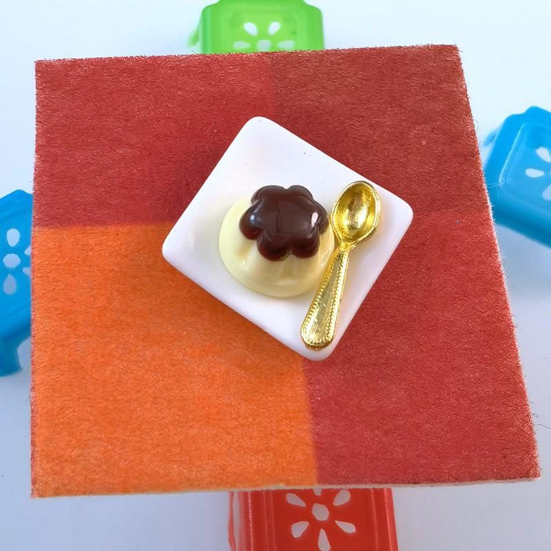 1 Set 1:12 Dollhouse Miniature Fruits Pudding With Spoon Simulation Food Model