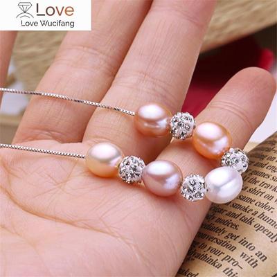 Genuine 925 Sterling Silver Pendant Necklace Natural Freshwater Pearl Choker Necklace For Women Jewelry Fashion Gift