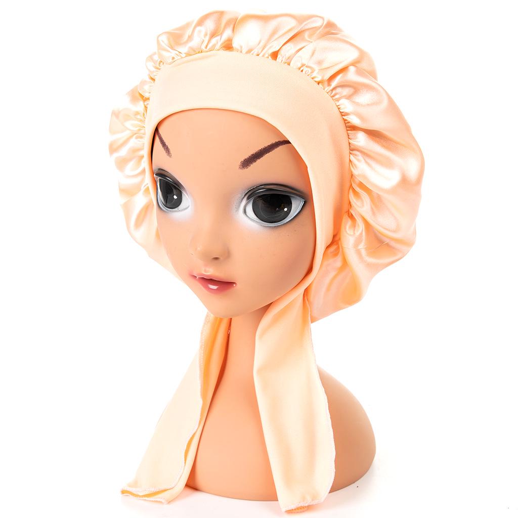 Kinder-Schlafhaube aus reinem Satin mit Bändern