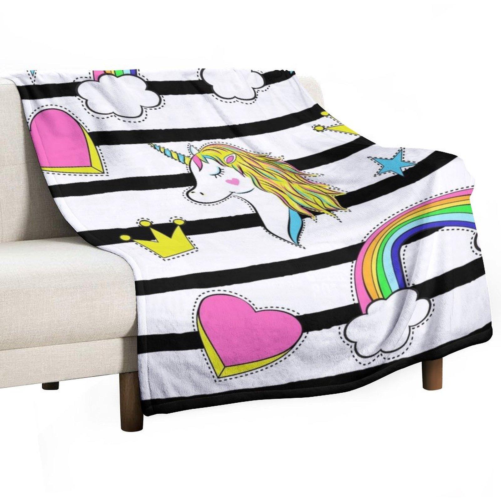 

Retro Unicorn Throw Blanket for sofa Personalized Gift Decorative Beds Bed covers Blankets 30x40in