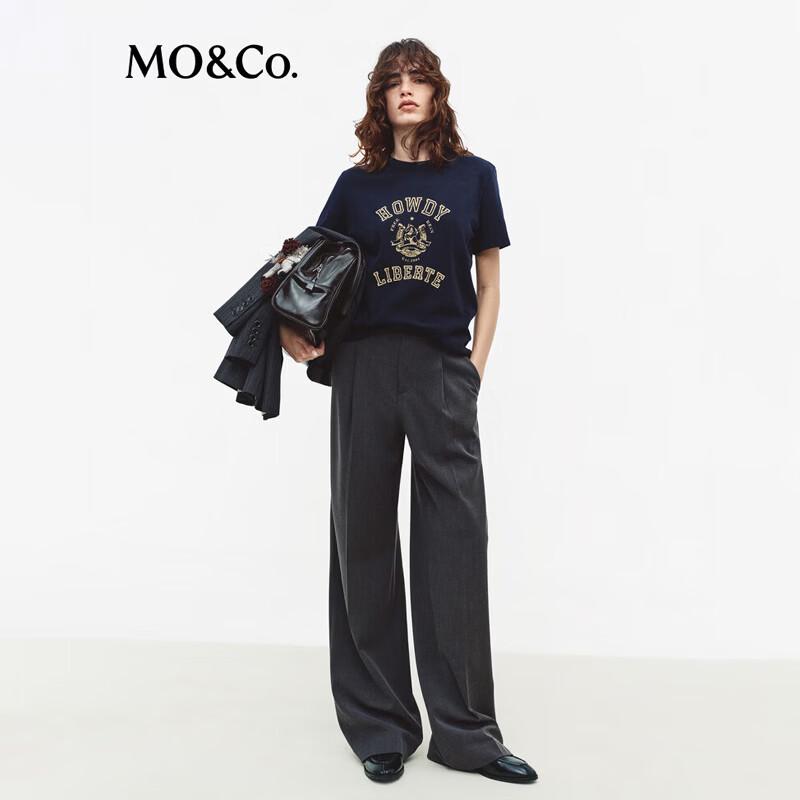 MO&Co. Women's Mid-Waist Pleated Wide-Leg Trousers