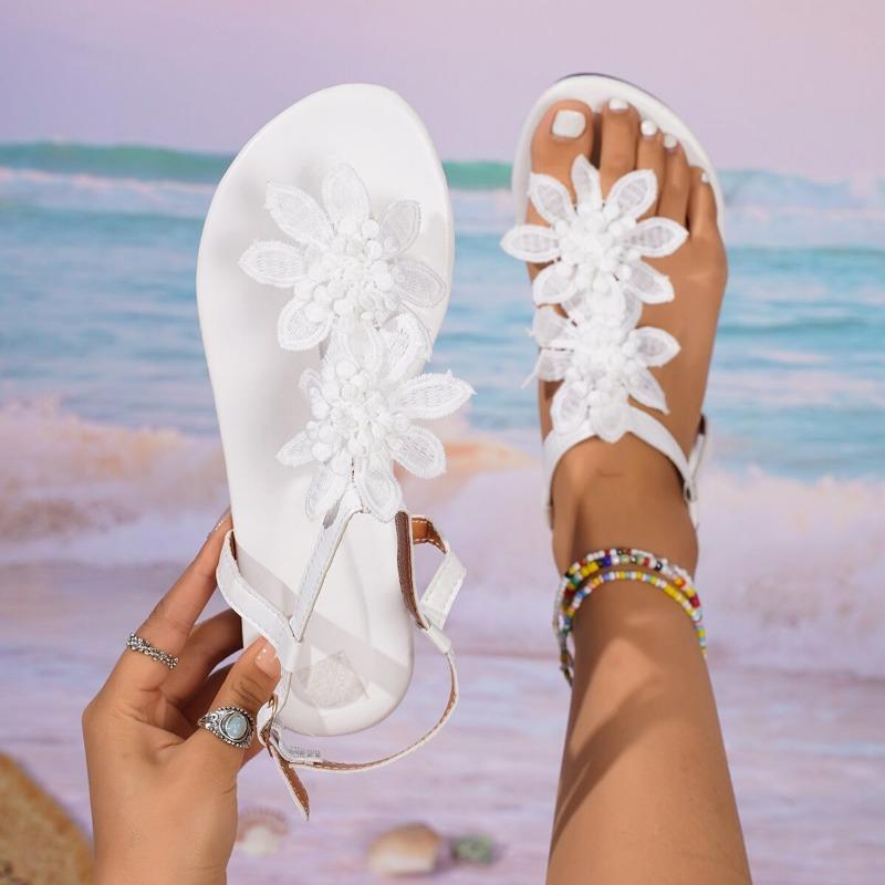 Fashion Women's Fashion Flat Shoes Summer New Round Head Toe Flower Soft Sole Anti-slip Wear-resistant Sandals