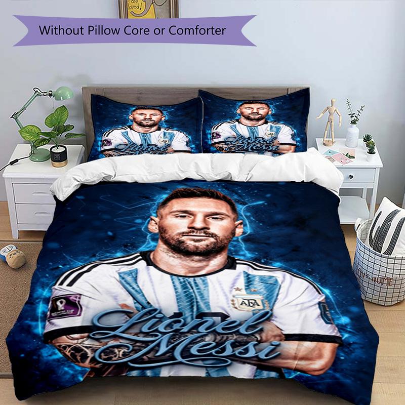 Messi Lionel Messi Personalized Name Bedding Set,Breathable Bed Linen for Guest Room Decoration,Perfect Housewarming Gift,All Season Duvet Cover with