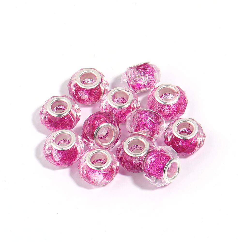 10Pcs/lot Transparent Color Faceted Resin Beads Large Hole Loose Beads for Jewelry Making DIY Bracelet Decoration Charm Supplies