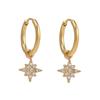 18k PVd Dainty Elegant CNC Cubic Zirconia Pave Heart Waterdrop Starburst Cross Stainless Steel Hoop Earring Fine Jewelry