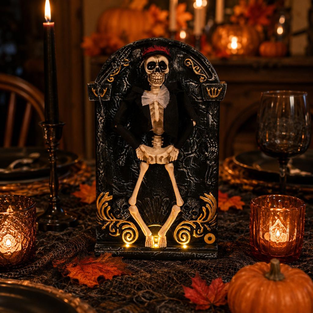Halloween Decoration with Light-Up Dancing Skeleton for Party Decor