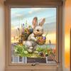 Window Sticker Healing Spring Window Scene Peel Stick Static Privacy Film Easter Bunny Egg Design Windows Doors Mirrors Decal