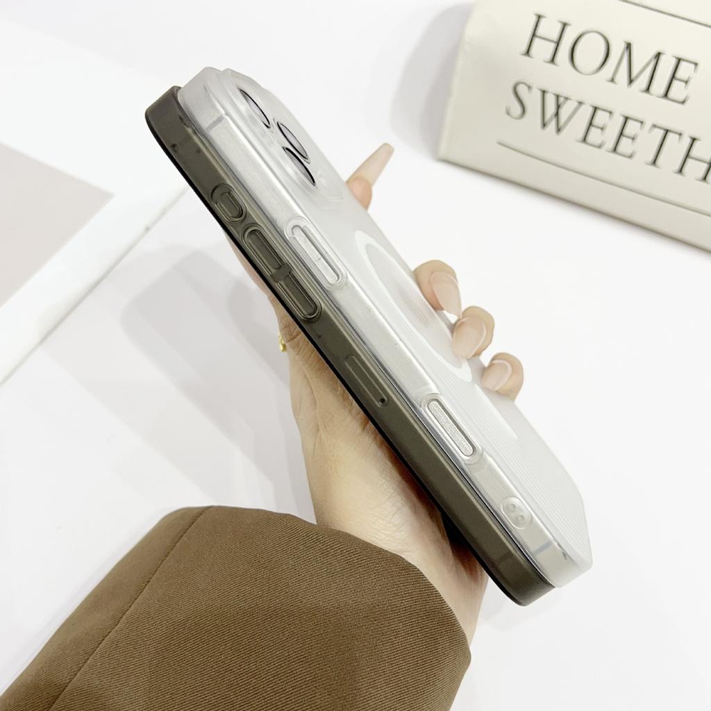 Suitcase Suitable for Apple 16 Mobile Phone Case Corrugated Matte Magnetic Suction IPhone 15 Transparent Sperm Hole PC Protective Case 12