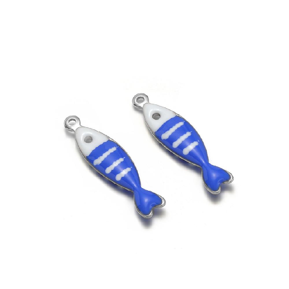 20pcs Stainless Steel Gold Color Enamel Little Fish Charms Pendants for DIY Jewelry Bracelet Necklace Findings Earrings Making