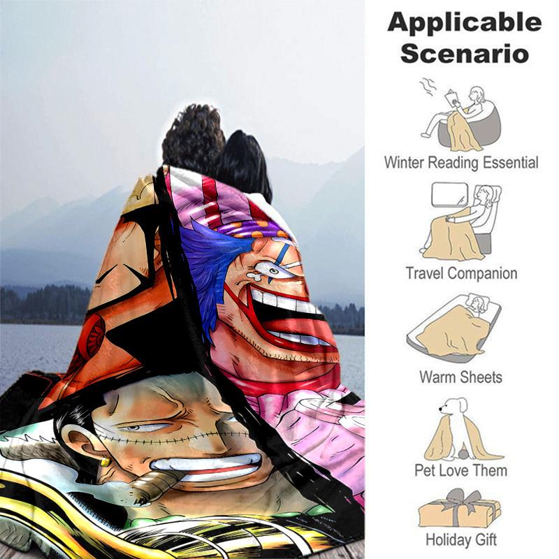 1pc One Piece Adventure Soft Throw Blanket Flannel All Season Light Weight Living Room/Bedroom Warm Blanket. M7270128