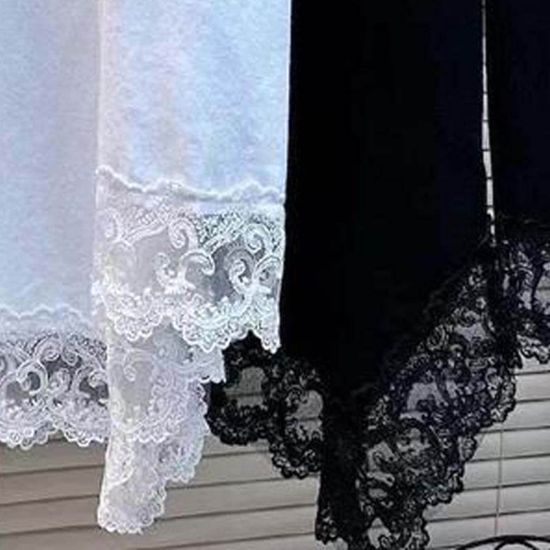 Jar Jeseň Nové Módne Tričko s Dlhým Rukávom Jednofarebné Dámske High Street Ležérne Voľné Čipkované Patchworkové Pulóvre Elegantné Topánky